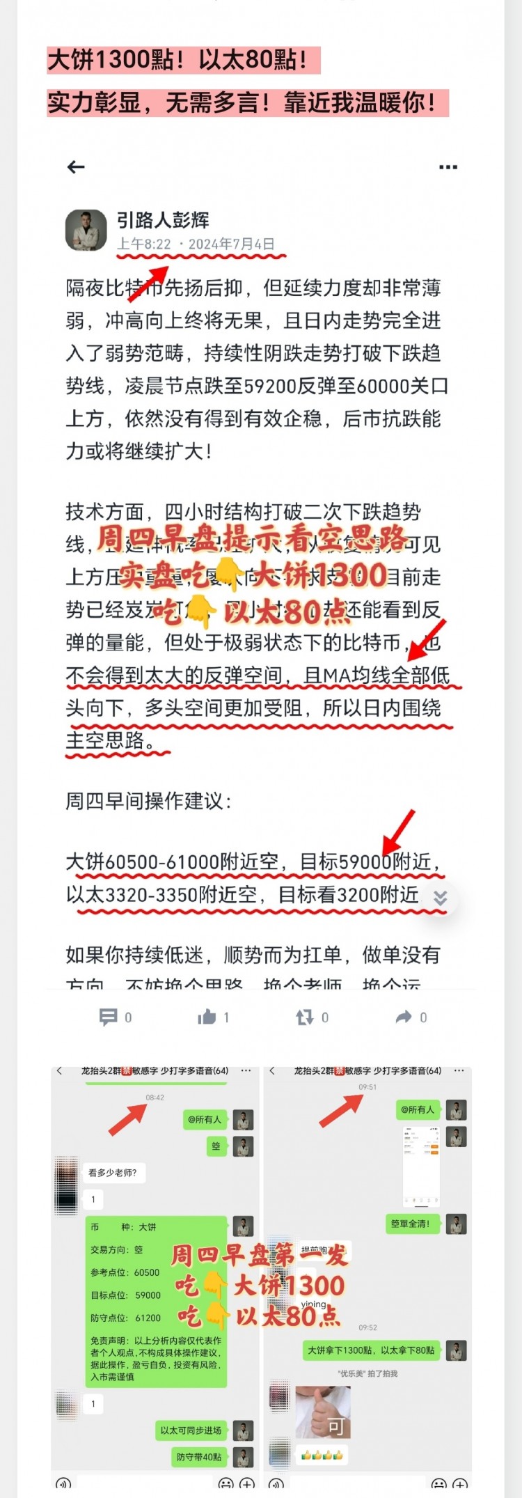 [引路人彭辉]大饼1300点，以太80点，喂得饱你吗？