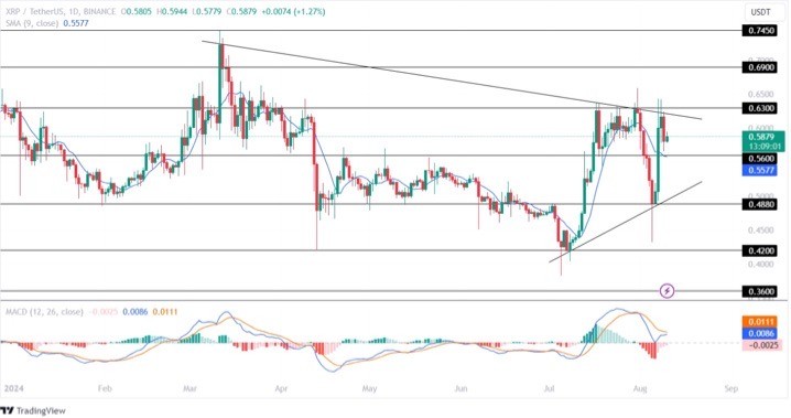 瑞波币XRPXRP价格继续看涨最后一天上涨了约3过去七天上涨了436此外瑞波