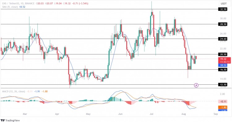 ENS价格继续表现出喜忧参半的情绪其估值不断出现暴涨暴跌然而从长期来看今年以来该价格已飙